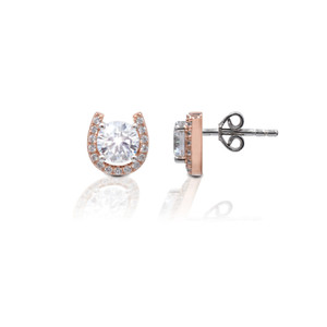 Authentic Kelly Herd Rose Gold Plated Horseshoe Stud Earrings- Sterling Silver