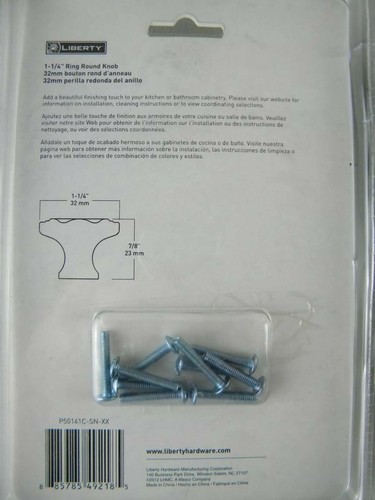 Liberty Satin Nickel 40 Ring runde Knöpfe & 30 selbstschließende Overlay Scharniere neu - Bild 7 von 12