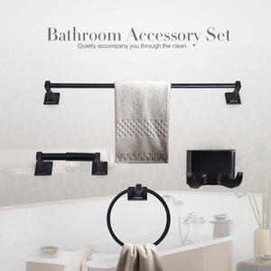 4 Piece Bath Accessory Set Towel Bar Ring Toilet Bathroom ...