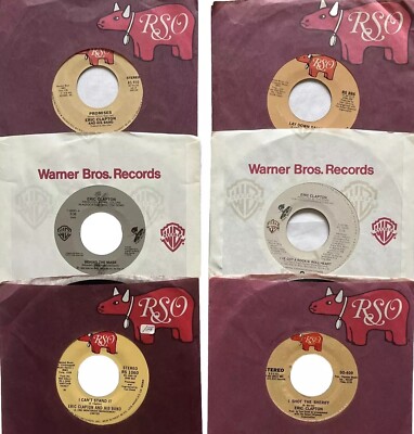 ERIC CLAPTON RECORDS LOT - I Shot the Sheriff, Lay Down Sally,  more 7'' 45rpm