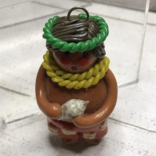 Vtg Kailua Bay Co Clay HTF Hawaii Hula Rainbow Hawaiian Tiki Ornament Pendant - Picture 2 of 8