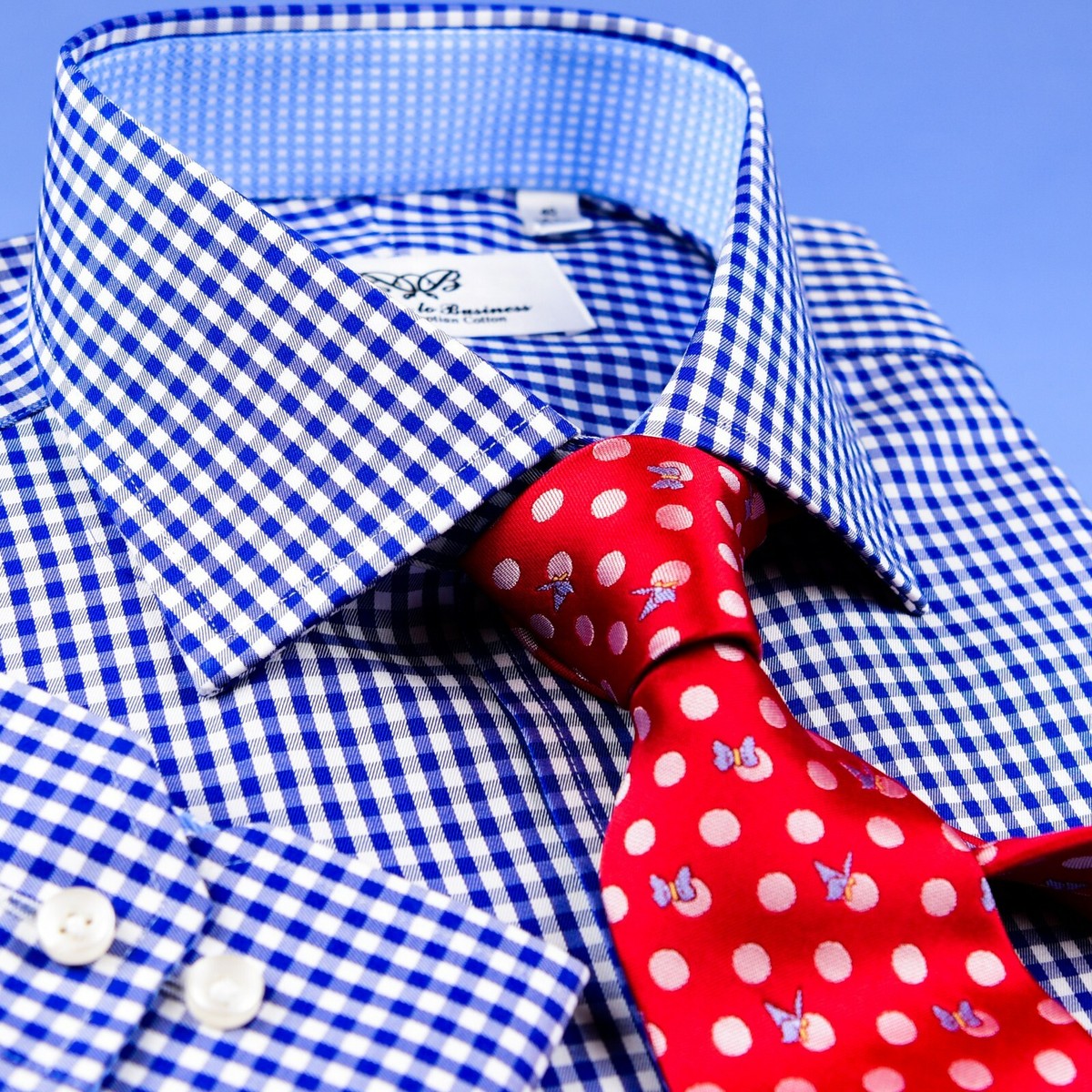 Small Mini Black Gingham Check Formal Business Dress Shirt Contrast