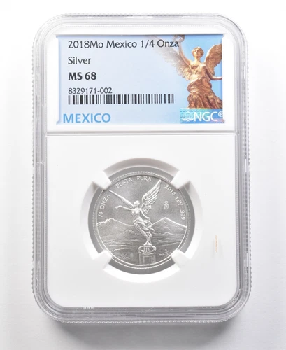 2018 Mo Mexico 1/4 Onza Silver Libertad MS68 NGC *4499