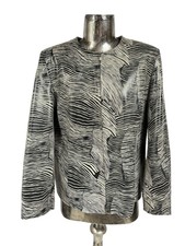 Bianca Real Leather Jacket Size L 16 Animal Print Womens Grey Mix Coat Eu44