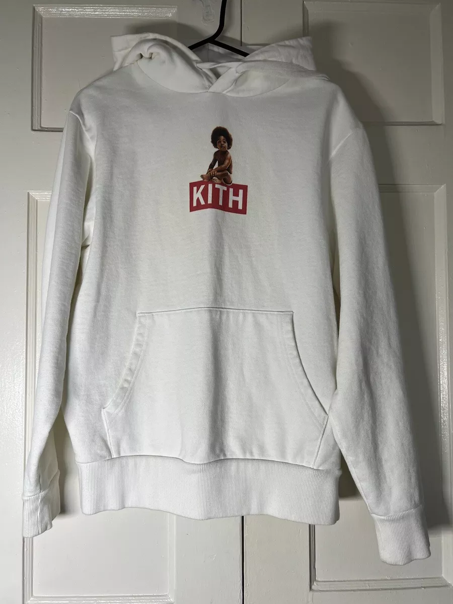 Kith X Biggie Classic Logo Notorious Big Box Logo Hoodie White