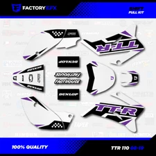White & Purple Shift Racing Graphics Kit fits 08-25 YAMAHA TTR110 TTR 110 decal