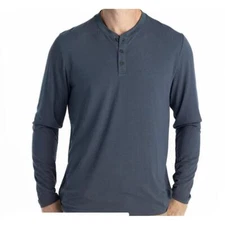 Tailor Vintage Men’s Long Sleeve Henley in Blue-Size Large