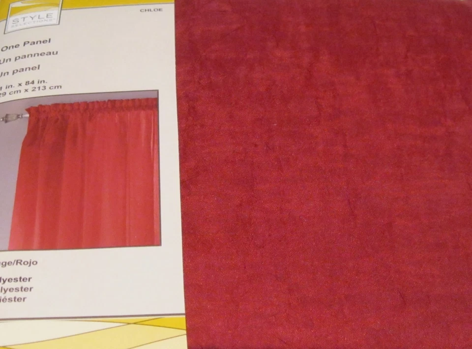 CHLOE Style Selections Red Sheer Panel Curtain Drape 51" by 84L NIP - Image 2 of 2