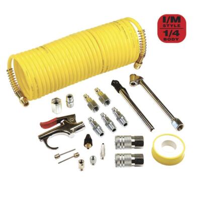 Tire Plug Kit Heavy Duty Professional YNAir 18 Pieces Air Compressor Accessories Kit, 1/4 In X 25 Ft Recoil Poly Air Compressor Hose Kit 1 4 Npt Quick Connect Air Fittings 100 - Foto 6