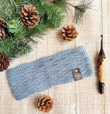 Handmade Crochet Wave Headband Ear Warmer Alpaca Blend winter hat blue