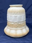 ANTIQUE VINTAGE SATIN MILK GLASS LAMP SHADE EMBOSSED 2 1/4” Fitter