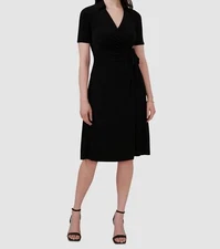 MSK Women's Black Short-Sleeve Side-Tied Dress Petite Size MP