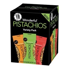 Wonderful Pistachios, No Shells, Variety Pack, 0.75oz Pack of 9