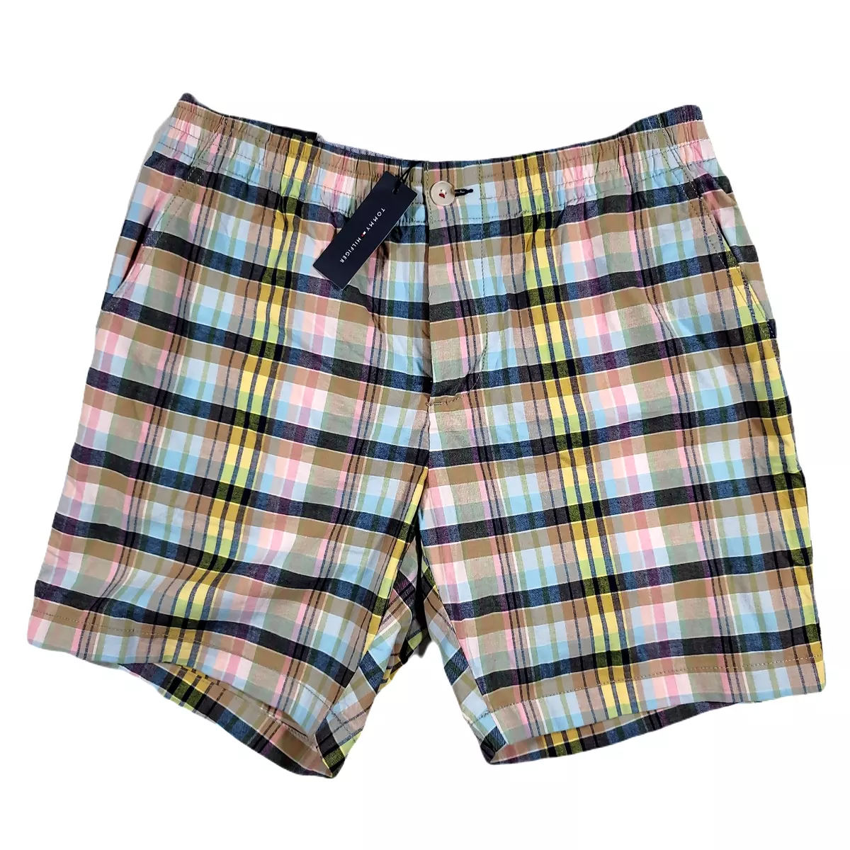 Tommy Hilfiger Flex Plaid Theo 7 Stretch Waistband Shorts Mens