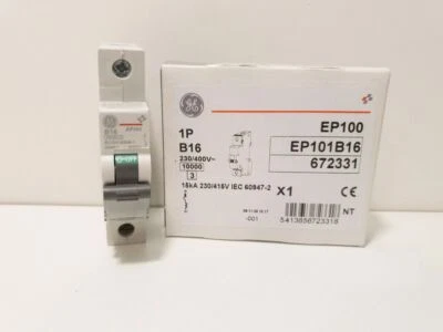 GENERAL ELECTRIC GE Modular Plus EP101B16 16A sp type B mcb 672331 10KA NEW, EP61B16 - 674267 6KA