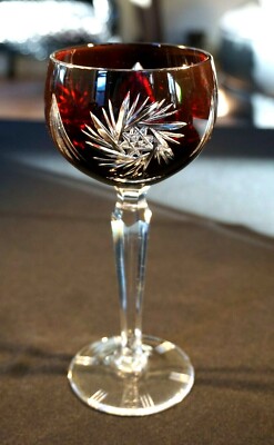 Beautiful Bohemian Vintage Deep Ruby Crystal Wine Hock