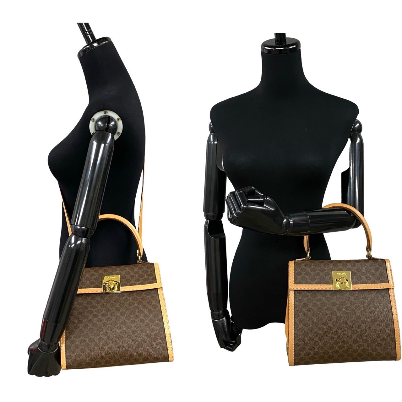 CELINE Macadam Blason Triomphe Pattern Logo Ring Metal Shoulder Bag leather ... image 2