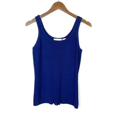 Dana B & Karen Med. Vintage Blue Ribbed Knit Rayon Blend Layering Camisole Tank