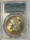 1889 USA MORGAN Silver Dollar PCGS MS63 light tone nice for grade