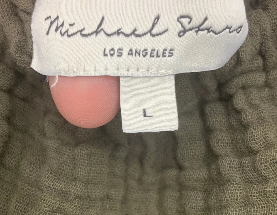 Michael Stars Isabel Sz L Olive Green Double Gauze Convertible Top Blouse - Image 3 of 4