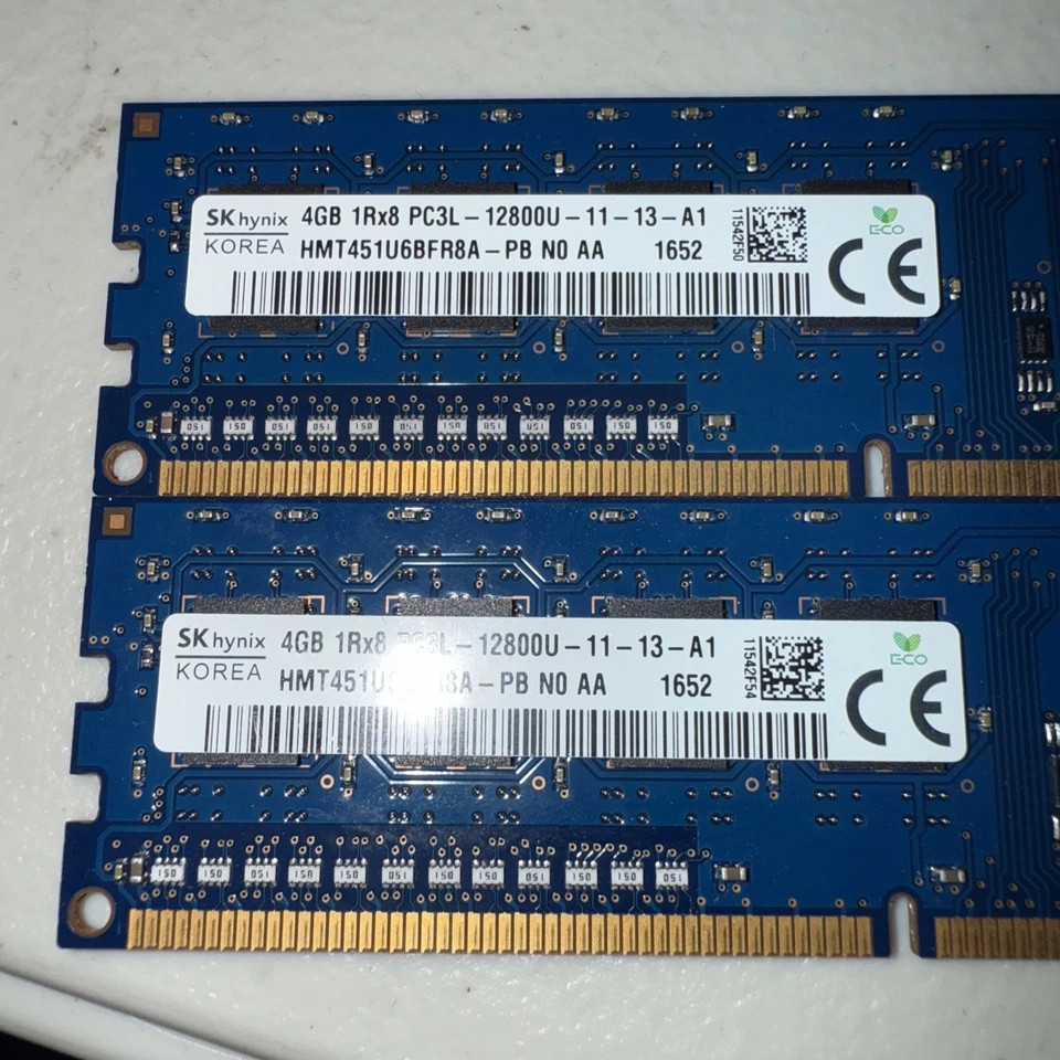 (2) SK Hynix 4GB 1Rx8 PC3L 12800U-11-13-A1 Desktop RAM HMT451U6BFR8C-PB NO AA - Image 2 of 2
