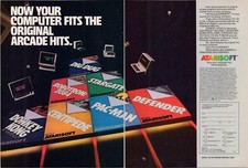 ATARISOFT Vintage Arcade Games 2pg Magazine Ad 1984 Commodore Apple IBM PC Print