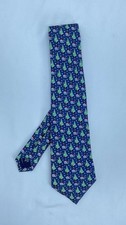 VINEYARD VINES men  s Silk Tie In Blue W Santa Whale Printing M.in.USA EX.CON