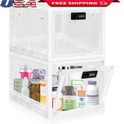 Stackable Lockable Storage Box Set Clear BPA Free Organizer Medicine Snacks New