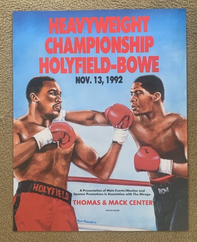 Evander Holyfield-Riddick Bowe 1 Vintage 1992 Poster; Sold On-Site; 19x24-1/2