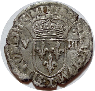 🇫🇷 Henri III Huitième d'écu, croix de face Nantes - Photo 1/2