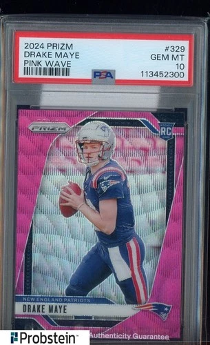 2024 Panini Pink Wave Prizm #329 Drake Maye Patriots RC Rookie PSA 10