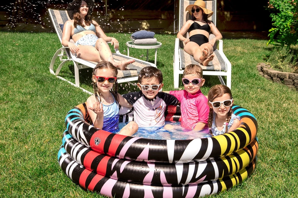 Kids Rainbow Splash Pool with Wacky Zebra Pattern Inflatable Fun for Summer - Image 3 of 4