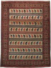 5 x 6.6 Hand-Knotted Afghan Shirvan Caucasion Rug #PIX-19257