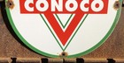 VINTAGE CONOCO TRIANGLE GASOLINE PORCELAIN SIGN MOTOR OIL GAS PUMP PLATE — photo 5