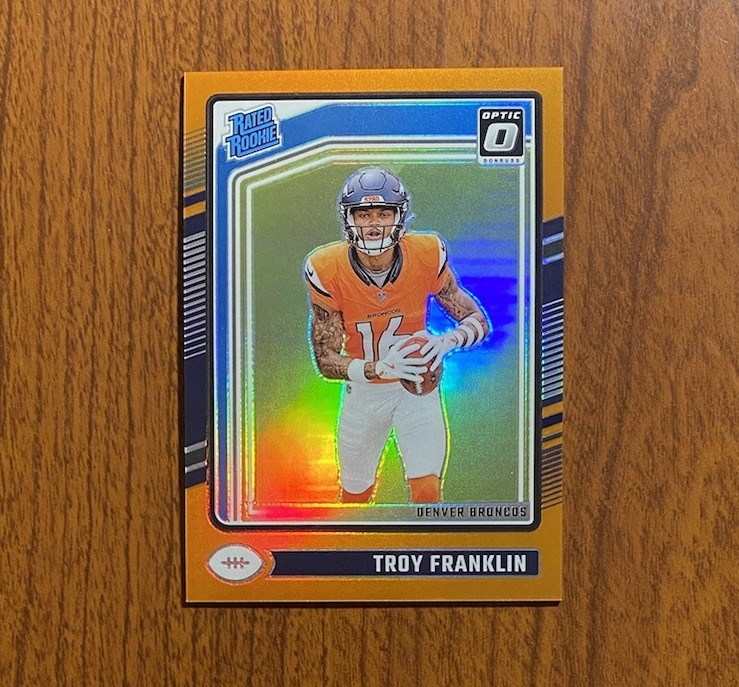 2025 Donruss Optic #294 Troy Franklin Orange Prizm Rated Rookie /249 Broncos RC