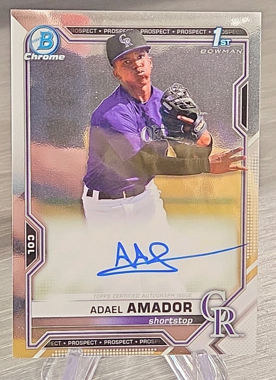 Adael Amador 2021 Bowman Chrome Autograph 1st Bowman #CPA-AAM Colorado Rockies