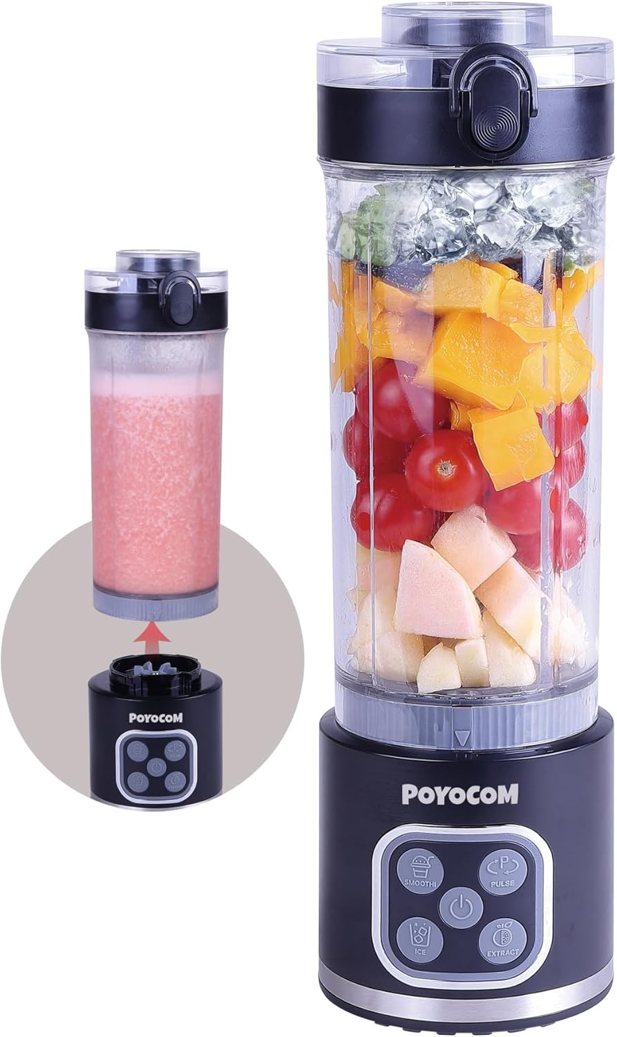 Mini Frullatore Senza Fili , Contenitore Rimovibile Da 750 Ml, Frullatore Portat