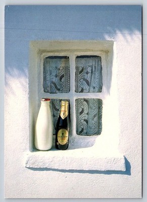 Vintage Real Ireland Postcard: Guinness & Milk Bottle Window Scene, Liam Blake