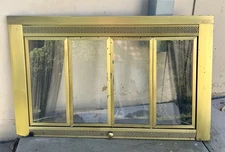 1970s SEARS Antique Brass Glass Fireplace Doors W/ Screens!  For Pickup Only!