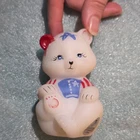 Fenton Hand-Painted Art Glass Patriotic Stars Bear Figurine Signed D. Hinkle