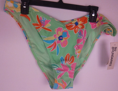 No Boundaries Bright Green Floral Cheeky Swim Bikini Size XL - New.         (58)
