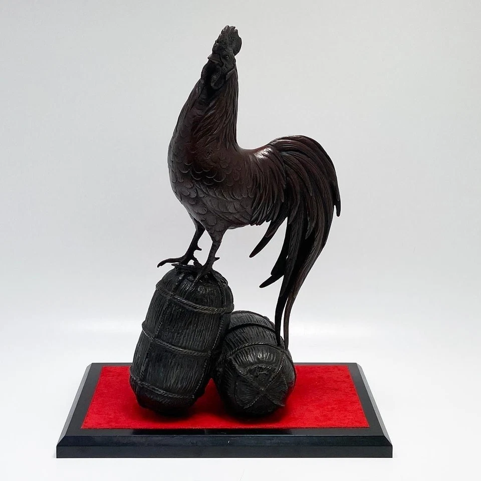Bronze Rooster Statue 12.2 inch Japanese Metalwork Figurine by Yoshiyama Japan - Image 2 of 4