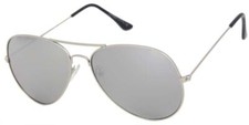 Men's Women Aviator Mirrored Lens Silver Frame Retro Vintage Glasses Sunglasses