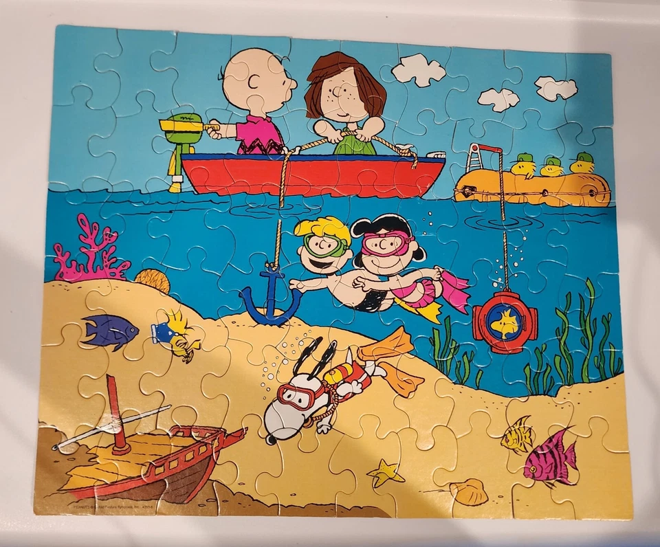 Lot of 3 Vtg. Milton Bradley Peanuts [Snoopy] 60 Piece Jigsaw Puzzles - Complete - Image 2 of 4