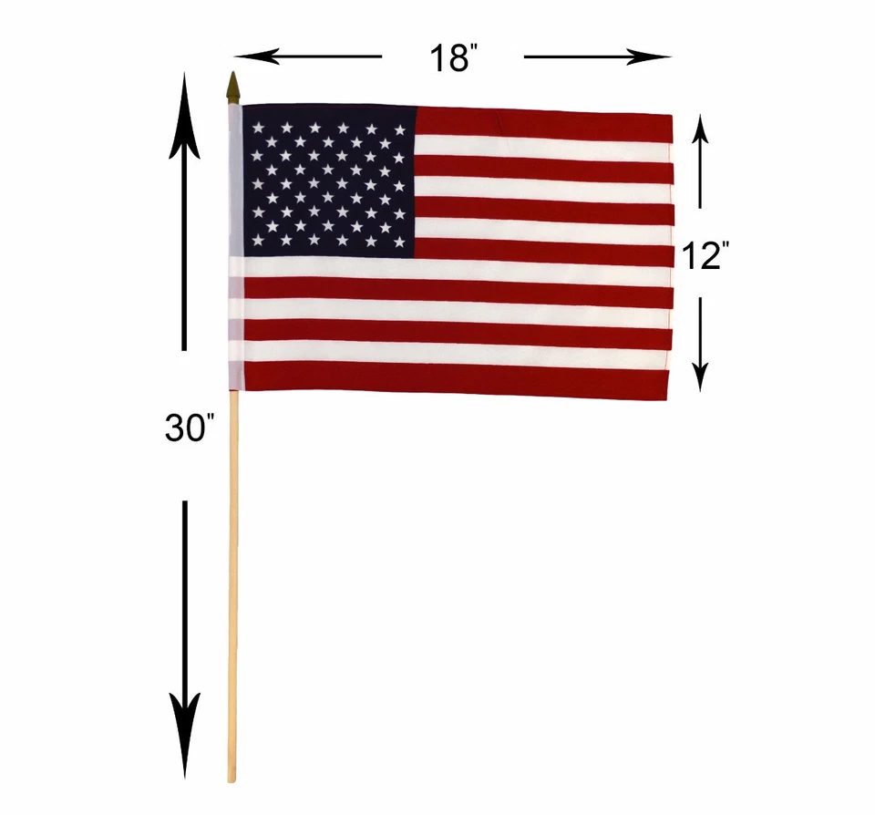 1 Dozen Grave Marker USA Stick Flags 12x18in American Stick Flag - Image 2 of 2