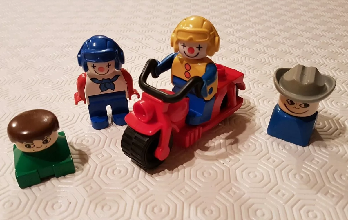 Duplo Motorbike Clowns Vintage Figures People Motorcycle