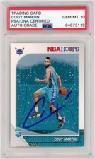 Cody Martin Signed 2019 NBA Hoops Winter Rookie Card Gem MT 10 PSA/DNA