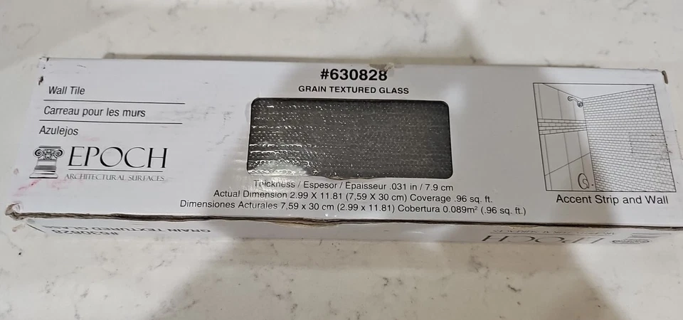 NIB 3"x12" Epoch Grain Textured Glass Tile: 4 Pack (0.96 Sq. Ft.) # 630828 - Image 3 of 4