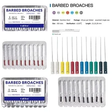 10/Pk Dental Endo Barbed Broaches Nerve Broach Files for Root Canal Color-Coded