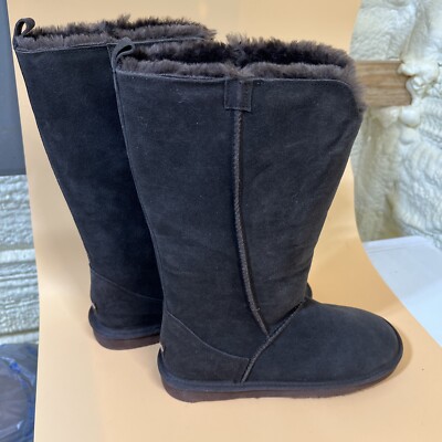 New Lamo Lam Dark Brown Bellona Tall Suede Boots Pull On Womens Size 10